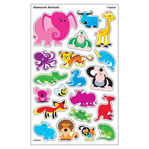 Awesome Animals superShapes Stickers-Large, 160 Per Pack, 6 Packs