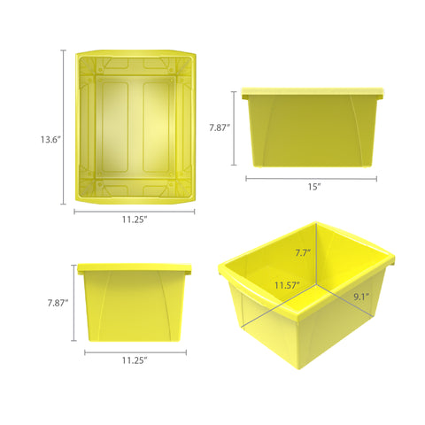 4 Gallon Storage Bin, Yellow, Pack of 3