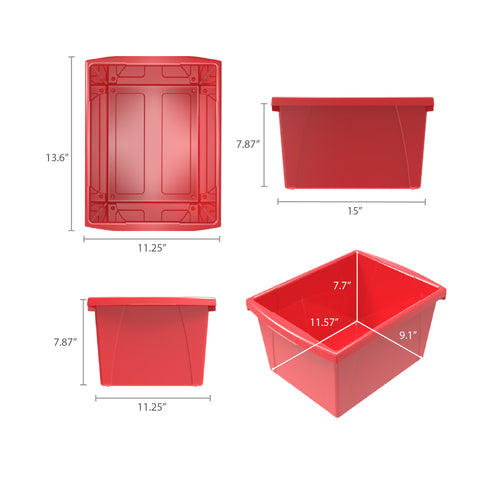 4 Gallon Storage Bin, Red, Pack of 3