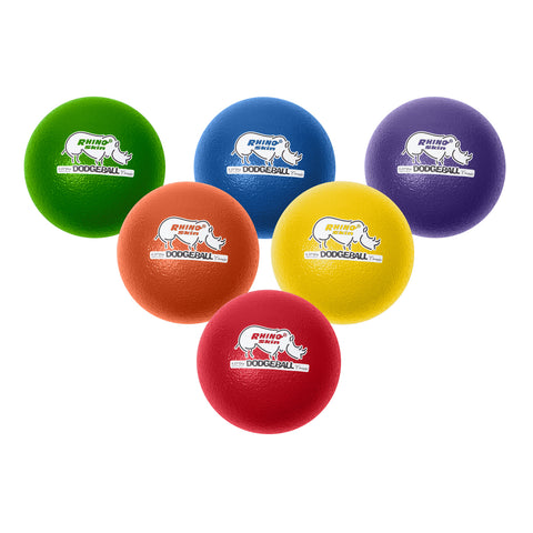 Rhino Skin® 8-Inch Low Bounce Dodgeball Set, Assorted Colors, Set of 6