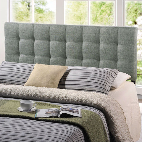 King size Grey Fabric Modern Button-Tufted Upholstered Headboard