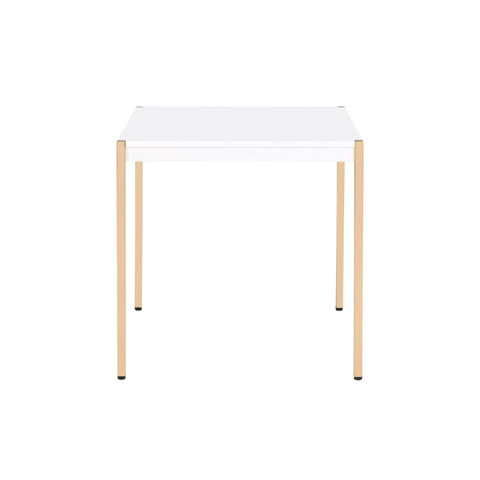 24" Gold And White Manufactured Wood Square End Table