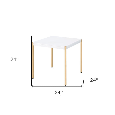 24" Gold And White Manufactured Wood Square End Table