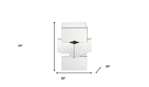 24" Mirrored Contemporary Stacking Square End Table