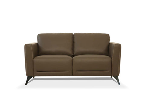 59" Brown Leather And Black Standard Love Seat