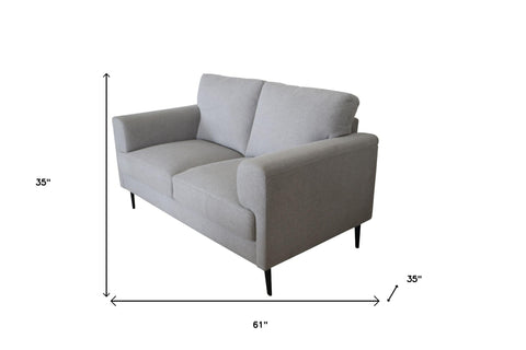 61" Light Gray 100% Linen And Black Standard Love Seat