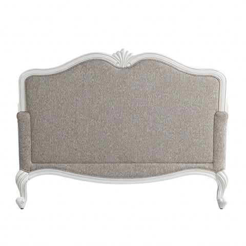 64" Beige 100% Linen And White Standard Love Seat