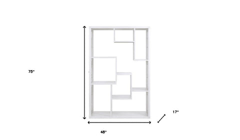 75" White Composite Zig Zag Multi Tier Bookcase