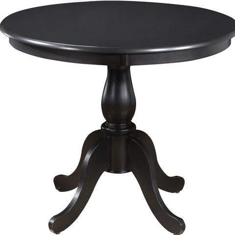 36" Antique Black Round Turned Pedestal Base Wood Dining Table