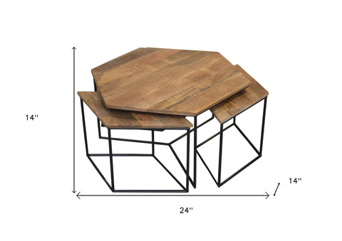 Set of 4 Geometric Wooden Coffee Tables