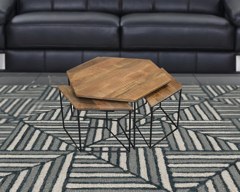 Set of 4 Geometric Wooden Coffee Tables