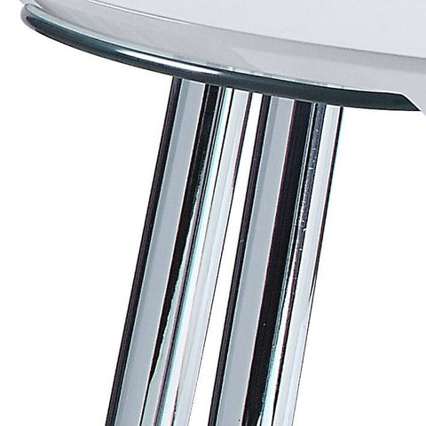 28" Chrome And White Glass Manufactured Wood And Metal Free Form Coffee Table