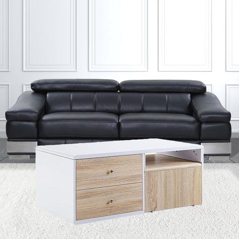 47" White High Gloss Manufactured Wood Rectangular Coffee Table With Four Drawers