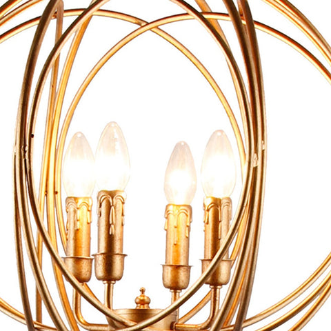 64" Gold Four Light Floor Lamp With Modern Gold Geometric Globe Shade