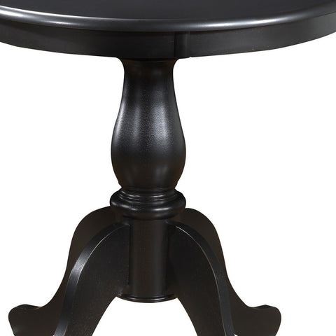 30" Antique Black Round Turned Pedestal Base Wood Dining Table