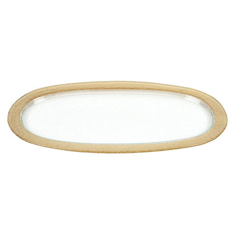 16" Gold Oval Glass Handmade Tray