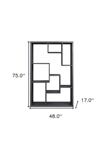 75" Gunmetal Composite Zig Zag Seven Tier Bookcase