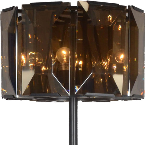 68" Dark Bronze Floor Lamp With Amber Solid Color Beveled Glass Drum Shade