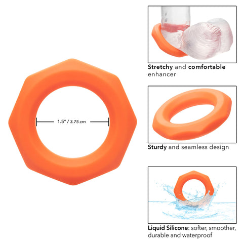 Alpha Liquid Silicone Sexagon Ring - Orange