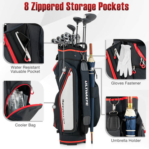 9.5 Inch Golf Cart Bag with 14 Way Full-Length Dividers Top Organizer-Navy