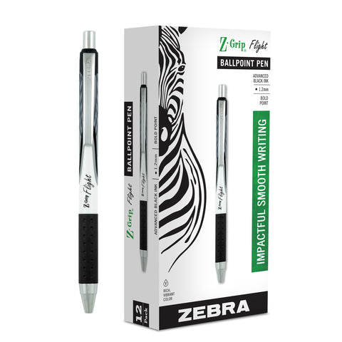 Z-Grip® Flight Ballpoint Retractable Pen 1.2mm, Black, 12 Per Pack, 2 Packs