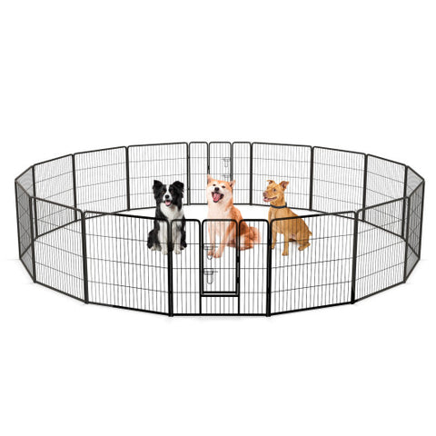 16 Panel 24/32/40 Inches Height Dog Playpen with Lock and Large Door-32 inches