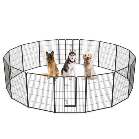 16 Panel 24/32/40 Inches Height Dog Playpen with Lock and Large Door-40 inches