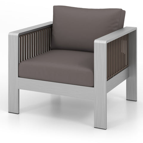 Patio Furniture Aluminum Armchair with Thick Back and Seat Cushion