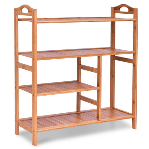 4 Tiers Multifunction Bamboo Storage Shoe Rack for Entryway Hallway