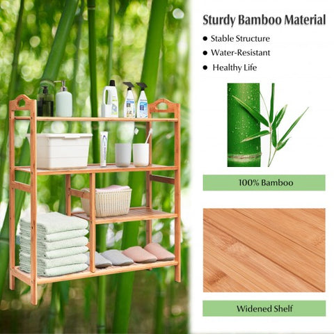 4 Tiers Multifunction Bamboo Storage Shoe Rack for Entryway Hallway