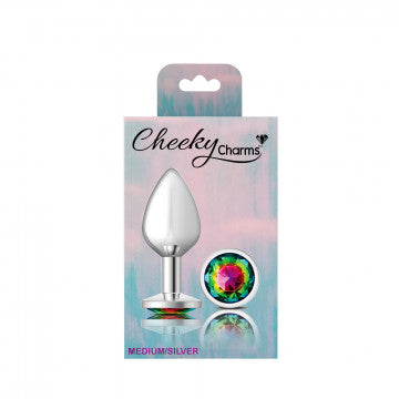 Cheeky Charms Round Rainbow Silver Plug