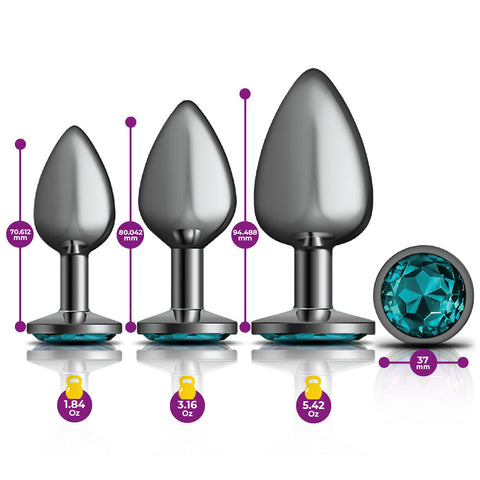 Cheeky Charms - Metal Butt Plug Gunmetal - Round - - Anal Trainer Kit