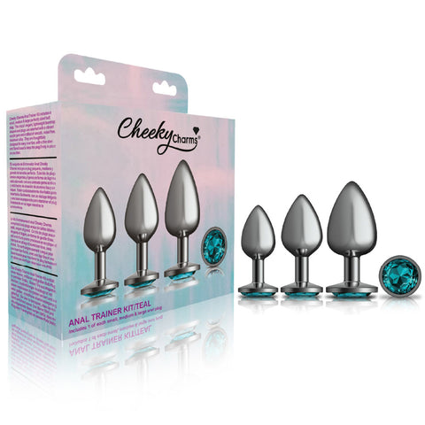 Cheeky Charms - Metal Butt Plug Gunmetal - Round - - Anal Trainer Kit