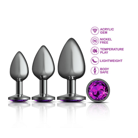 Cheeky Charms - Metal Butt Plug Gunmetal - Round - - Anal Trainer Kit