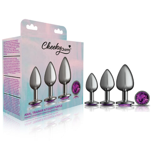 Cheeky Charms - Metal Butt Plug Gunmetal - Round - - Anal Trainer Kit