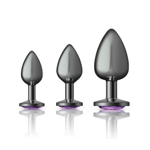 Cheeky Charms - Metal Butt Plug Gunmetal - Round - - Anal Trainer Kit