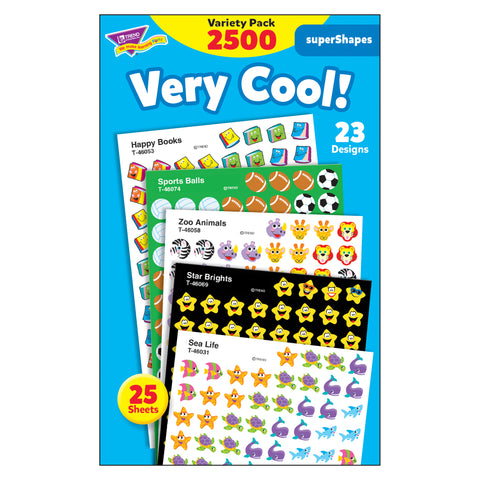 Very Cool! superShapes Stickers Variety Pack, 2500 Per Pack, 3 Packs