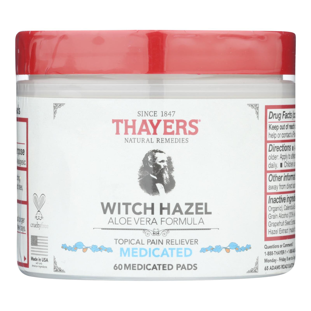 Thayer's Natural Remedies Superhazel Topical Pain Reliever Pads  - 1 Each - 60 Pads