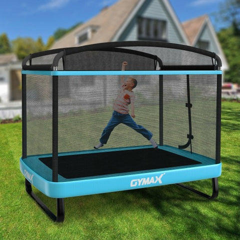 6 Feet Kids Entertaining Trampoline with Swing Safety Fence-Blue