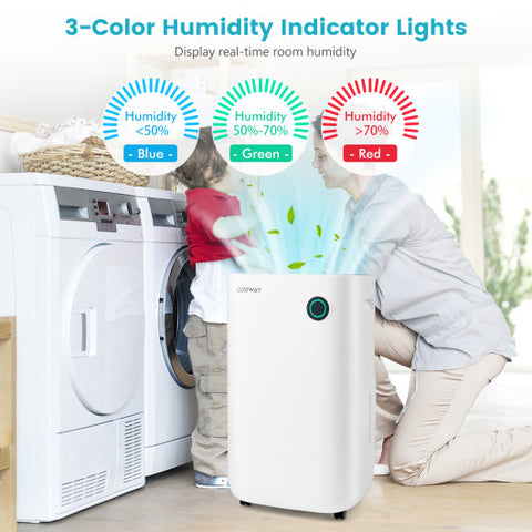 4500 Sq. Ft Dehumidifier with 5 Modes and 3-Color Indicator Light-White