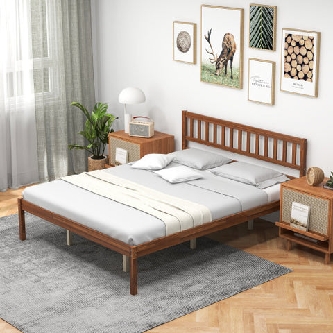 Twin/Full/Queen Size Wood Bed Frame with Headboard and Slat Support-Queen Size