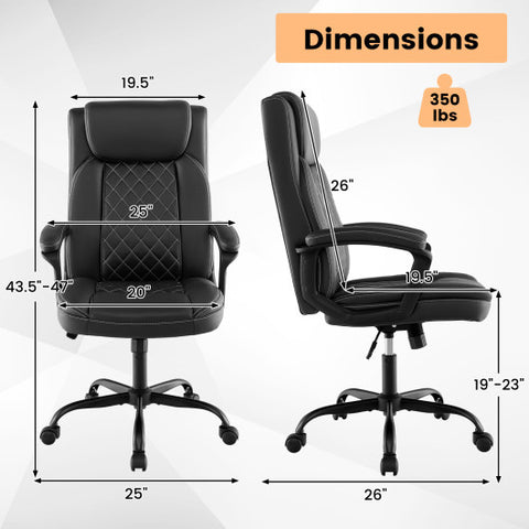 High Back Ergonomic Executive Chair with Thick Headrest Cushion-Black