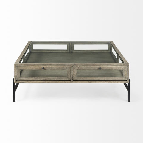 Rustic Gray Brown Shadowbox Coffee Table