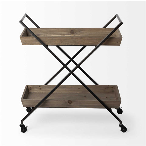 Rustic Metal Industrial Style Rolling Bar Cart