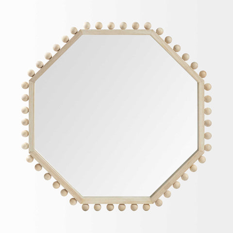 32" Octagon Natural Wood Frame Wall Mirror