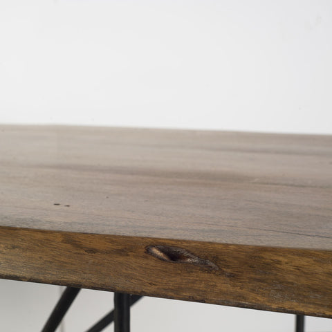 Natural Tapered Live Edge Top With Iron Base Dining Table