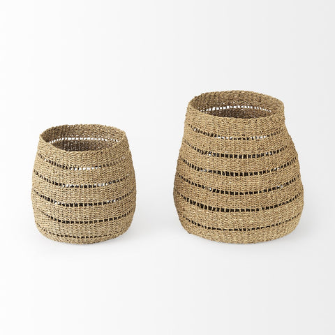 Set Of Two Woven Wicker Storage Baskets