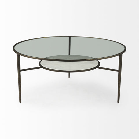 Iron Glass And Marble Round Coffee Table