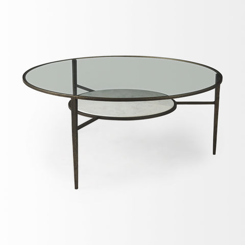 Iron Glass And Marble Round Coffee Table