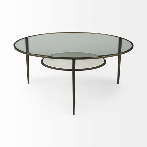 Iron Glass And Marble Round Coffee Table